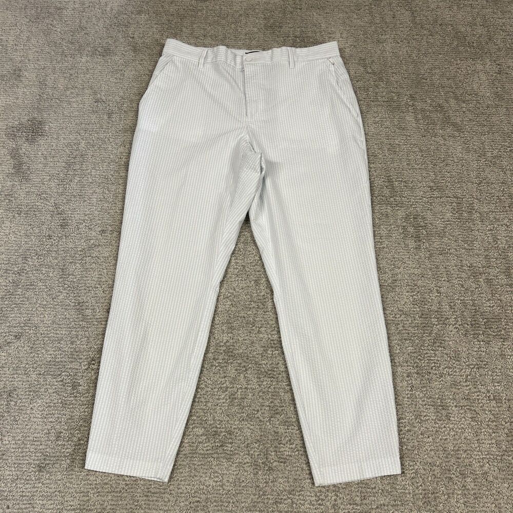 RLX Ralph Lauren Golf Pants Womens 12 P Trousers Blue Striped Slim Seersucker
